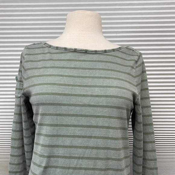 Vineyard Vines Green Garment-Dyed Striped Long-Sleeve Cotton Knit Dress - Picture 3 of 10